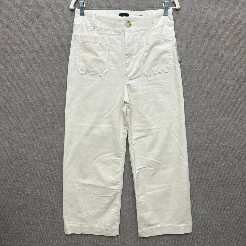 Maeve Anthropologie Cream Wide Leg Corduroy Crop Pants Patch Pocket Size 27 Boho